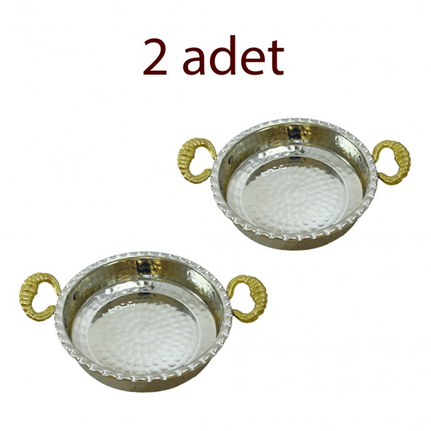 2 Adet Çirtikli Kalaylı Mini Bakır Tava