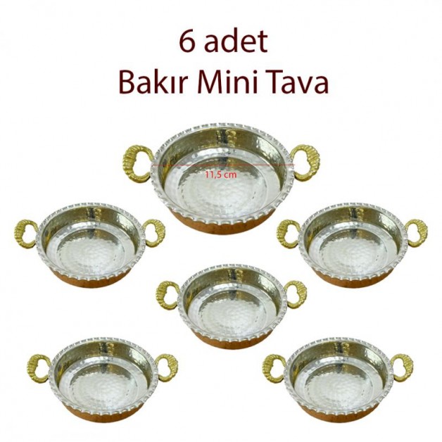 Mini Bakır Tava 6 Adet